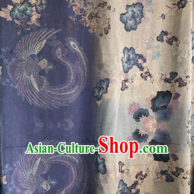 Asian Chinese Classical Phoenix Pattern Purple Satin Drapery Gambiered Guangdong Gauze Brocade Traditional Cheongsam Brocade Silk Fabric