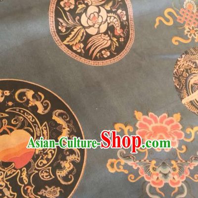 Asian Chinese Classical Butterfly Peony Pattern Black Satin Drapery Gambiered Guangdong Gauze Brocade Traditional Cheongsam Brocade Silk Fabric
