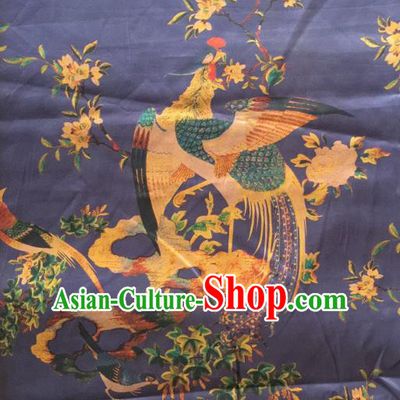 Asian Chinese Classical Phoenix Pattern Purple Satin Drapery Gambiered Guangdong Gauze Brocade Traditional Cheongsam Brocade Silk Fabric
