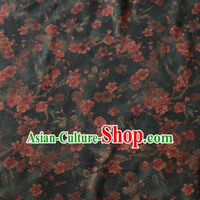 Asian Chinese Classical Plum Pattern Black Gambiered Guangdong Gauze Satin Drapery Brocade Traditional Cheongsam Brocade Silk Fabric
