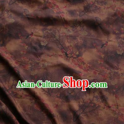 Asian Chinese Classical Plum Pattern Purple Gambiered Guangdong Gauze Satin Drapery Brocade Traditional Cheongsam Brocade Silk Fabric