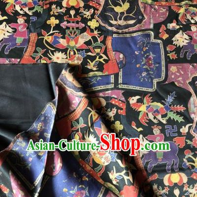 Asian Chinese Classical Flowers Pattern Satin Drapery Gambiered Guangdong Gauze Brocade Traditional Cheongsam Brocade Silk Fabric