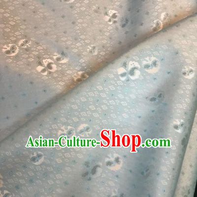 Asian Chinese Classical Auspicious Pattern Light Blue Satin Drapery Gambiered Guangdong Gauze Brocade Traditional Cheongsam Brocade Silk Fabric