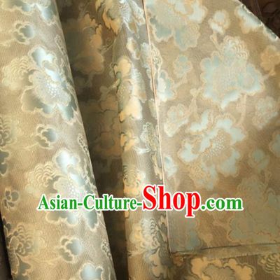 Asian Chinese Classical Twine Flowers Pattern Golden Satin Drapery Gambiered Guangdong Gauze Brocade Traditional Cheongsam Brocade Silk Fabric