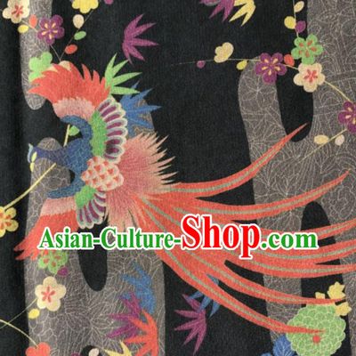 Asian Chinese Classical Red Phoenix Chrysanthemum Pattern Satin Drapery Gambiered Guangdong Gauze Brocade Traditional Cheongsam Brocade Silk Fabric