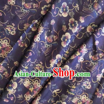 Asian Chinese Classical Phoenix Pattern Purple Satin Drapery Gambiered Guangdong Gauze Brocade Traditional Cheongsam Brocade Silk Fabric