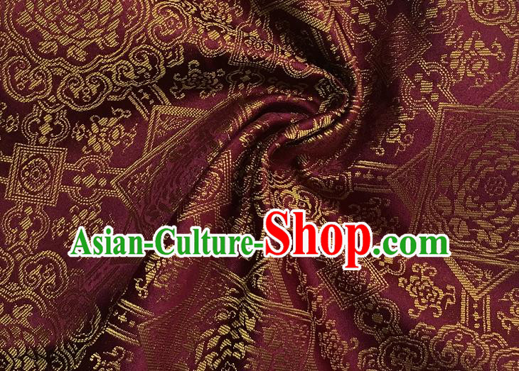 Asian Chinese Cheongsam Classical Pattern Wine Red Satin Drapery Brocade Traditional Brocade Silk Fabric Asian Chinese Cheongsam Classical Pattern Wine Red Satin Drapery Brocade Traditional Brocade Silk Fabric