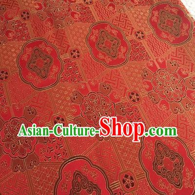 Asian Chinese Cheongsam Classical Lucky Pattern Red Satin Drapery Brocade Traditional Brocade Silk Fabric
