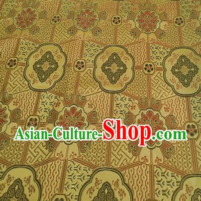 Asian Chinese Cheongsam Classical Lucky Pattern Yellow Satin Drapery Brocade Traditional Brocade Silk Fabric