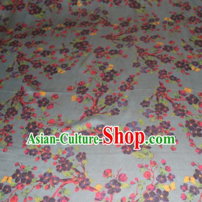 Asian Chinese Cheongsam Classical Plum Pattern Grey Gambiered Guangdong Gauze Satin Drapery Brocade Traditional Brocade Silk Fabric