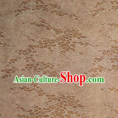 Asian Chinese Cheongsam Classical Plum Pattern Khaki Gambiered Guangdong Gauze Satin Drapery Brocade Traditional Brocade Silk Fabric
