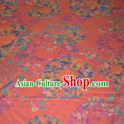 Chinese Traditional Cheongsam Classical Peony Pattern Orange Gambiered Guangdong Gauze Asian Satin Drapery Brocade Silk Fabric