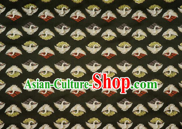 Japanese Traditional Kimono Classical Cranes Pattern Black Brocade Asian Japan Satin Drapery Silk Fabric Japanese Traditional Kimono Classical Cranes Pattern Black Brocade Asian Japan Satin Drapery Silk Fabric