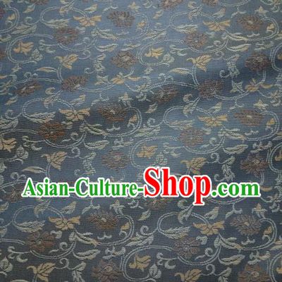 Japanese Traditional Kimono Classical Cirrus Pattern Navy Brocade Asian Japan Satin Drapery Silk Fabric
