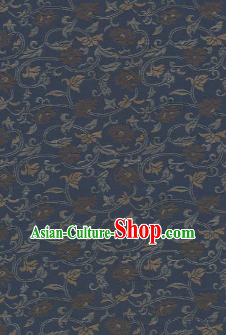 Japanese Traditional Kimono Classical Cirrus Pattern Navy Brocade Asian Japan Satin Drapery Silk Fabric Japanese Traditional Kimono Classical Cirrus Pattern Navy Brocade Asian Japan Satin Drapery Silk Fabric