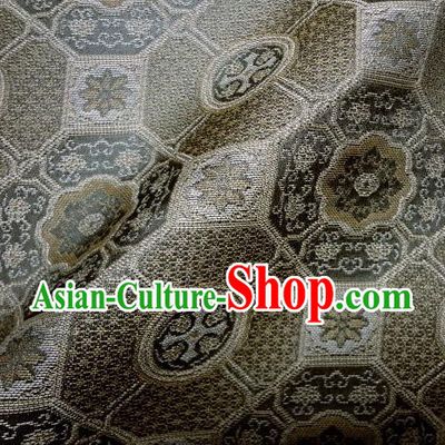 Japanese Traditional Kimono Classical Pattern Bronze Brocade Asian Japan Satin Drapery Silk Fabric