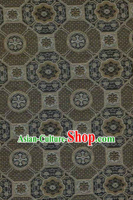 Japanese Traditional Kimono Classical Pattern Bronze Brocade Asian Japan Satin Drapery Silk Fabric