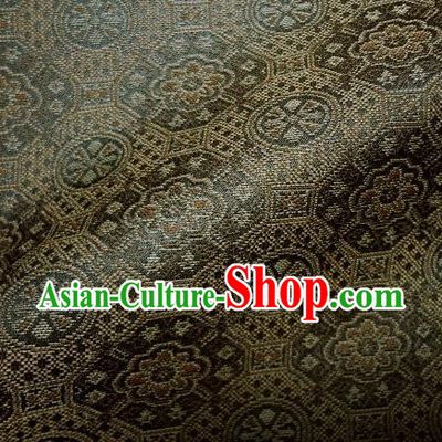 Japanese Traditional Kimono Classical Pattern Brown Brocade Asian Japan Satin Drapery Silk Fabric