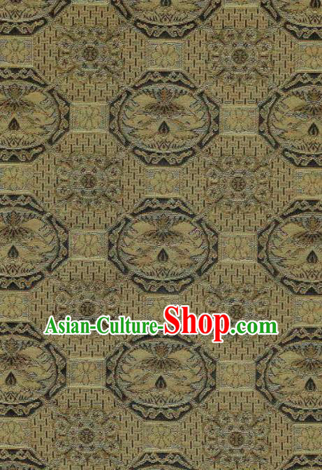 Japanese Traditional Kimono Classical Pattern Golden Brocade Asian Japan Satin Drapery Silk Fabric