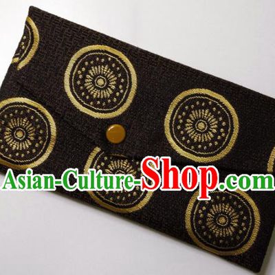 Japanese Traditional Brown Brocade Handbag Asian Japan Nishijin Satin Bags Wallet