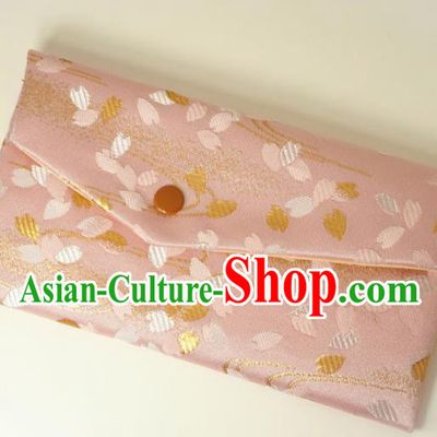 Japanese Traditional Pink Brocade Handbag Asian Japan Nishijin Satin Bags Wallet