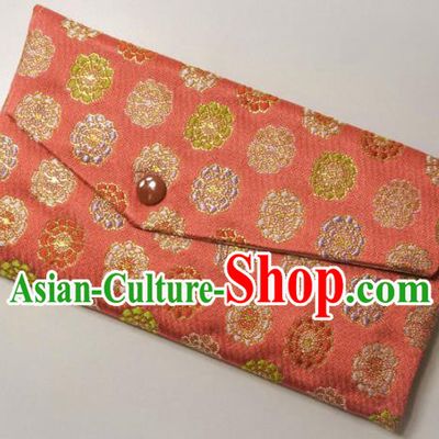 Japanese Traditional Watermelon Red Brocade Handbag Asian Japan Nishijin Satin Bags Wallet
