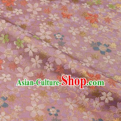 Japanese Traditional Kimono Classical Sakura Pattern Pink Brocade Damask Asian Japan Satin Drapery Silk Fabric