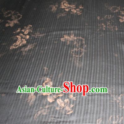 Chinese Traditional Cheongsam Classical Pattern Deep Grey Gambiered Guangdong Gauze Asian Satin Drapery Brocade Silk Fabric