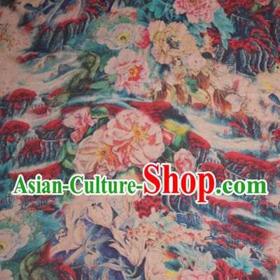 Chinese Traditional Cheongsam Classical Camellia Pattern Gambiered Guangdong Gauze Asian Satin Drapery Brocade Silk Fabric
