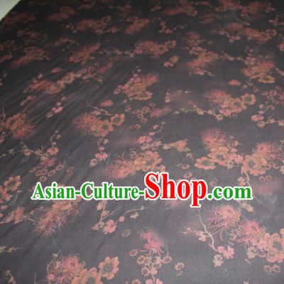 Chinese Traditional Cheongsam Classical Plum Chrysanthemum Pattern Black Gambiered Guangdong Gauze Asian Satin Drapery Brocade Silk Fabric