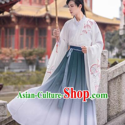 Chinese Ancient Nobility Childe Hanfu Clothing Antique Traditional Jin Dynasty Scholar Historical Costume for Men