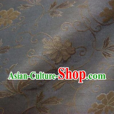 Japanese Traditional Kimono Classical Twine Pattern Grey Brocade Damask Asian Japan Nishijin Satin Drapery Silk Fabric