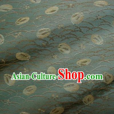 Japanese Traditional Kimono Classical Rabbit Pattern Green Brocade Damask Asian Japan Nishijin Satin Drapery Silk Fabric