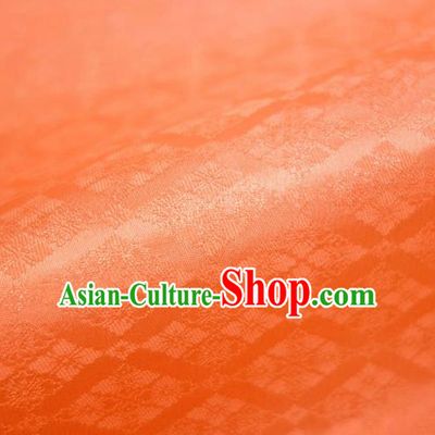 Japanese Traditional Kimono Classical Rhomboids Pattern Orange Brocade Damask Asian Japan Nishijin Satin Drapery Silk Fabric