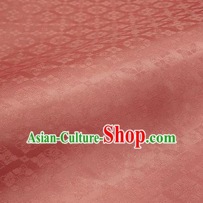 Japanese Traditional Kimono Classical Rhomboids Pattern Peach Pink Brocade Damask Asian Japan Nishijin Satin Drapery Silk Fabric
