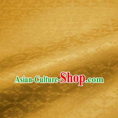 Japanese Traditional Kimono Classical Rhomboids Pattern Golden Brocade Damask Asian Japan Nishijin Satin Drapery Silk Fabric