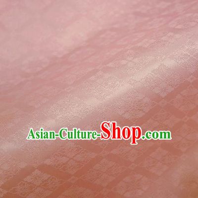 Japanese Traditional Kimono Classical Rhomboids Pattern Light Pink Brocade Damask Asian Japan Nishijin Satin Drapery Silk Fabric