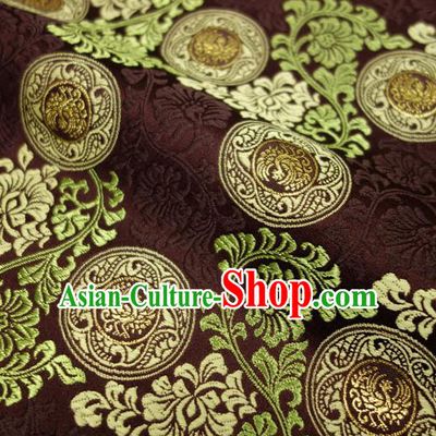 Japanese Traditional Kimono Classical Phoenix Pattern Amaranth Brocade Damask Asian Japan Nishijin Satin Drapery Silk Fabric