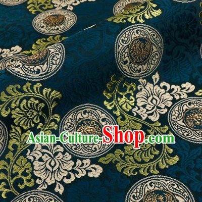 Japanese Traditional Kimono Classical Phoenix Pattern Navy Brocade Damask Asian Japan Nishijin Satin Drapery Silk Fabric