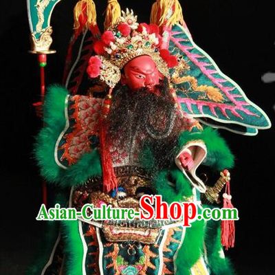 Traditional Chinese Handmade General Guan Yu Puppet String Puppet Wooden Image Marionette Puppets Arts Collectibles