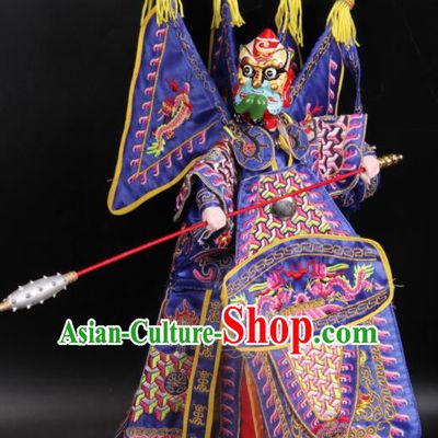 Traditional Chinese Handmade Purple Armor General Puppet Marionette Puppets String Puppet Wooden Image Arts Collectibles