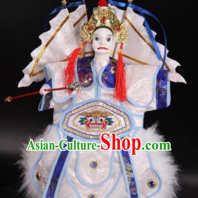Traditional Chinese Handmade White Armor Takefu Puppet Marionette Puppets String Puppet Wooden Image Arts Collectibles
