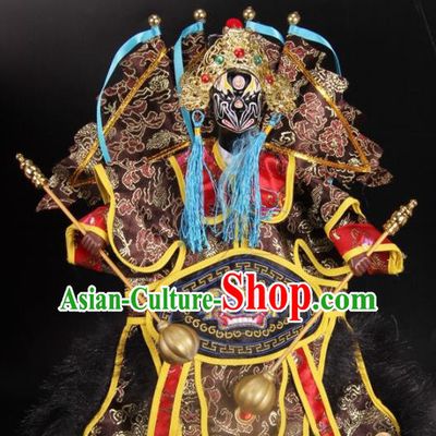 Traditional Chinese Handmade Brown Armor Takefu Puppet Marionette Puppets String Puppet Wooden Image Arts Collectibles