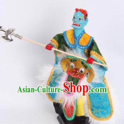 Traditional Chinese Handmade Green Clothing Takefu Puppet Marionette Puppets String Puppet Wooden Image Arts Collectibles
