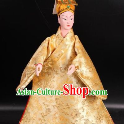 Traditional Chinese Handmade Golden Robe Gifted Scholar Puppet Marionette Puppets String Puppet Wooden Image Arts Collectibles