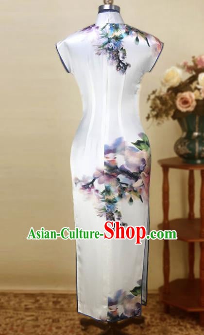 Chinese Traditional Customized Printing Silk Cheongsam National Costume Classical Qipao Dress for Women Chinese Traditional Customized Printing Silk Cheongsam National Costume Classical Qipao Dress for Women