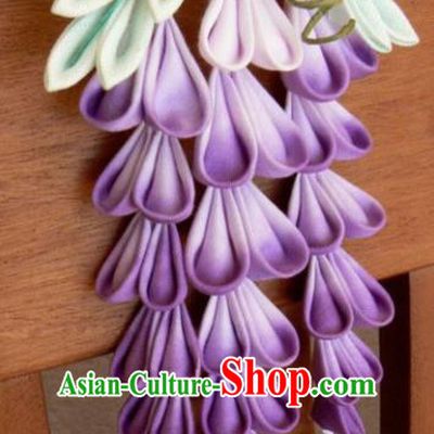 Japanese Traditional Hair Accessories Asian Japan Geisha Purple Wisteria Hairpins for Women