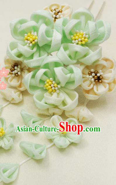Asian Japan Traditional Geisha Green Flowers Tassel Hairpins Japanese Kimono Hair Accessories for Women Asian Japan Traditional Geisha Green Flowers Tassel Hairpins Japanese Kimono Hair Accessories for Women