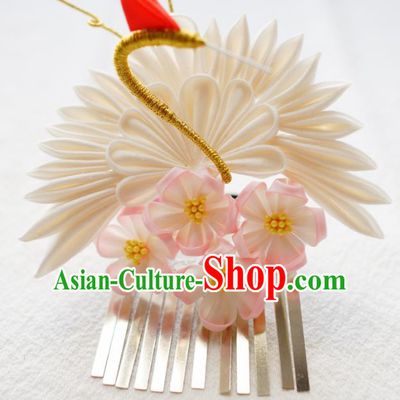 Asian Japan Traditional Geisha Silk Crane Hair Claw Hairpins Japanese Kimono Hair Accessories for Women