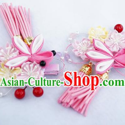 Asian Japan Traditional Geisha Pink Goldfish Tassel Hair Claw Japanese Kimono Hair Accessories for Women